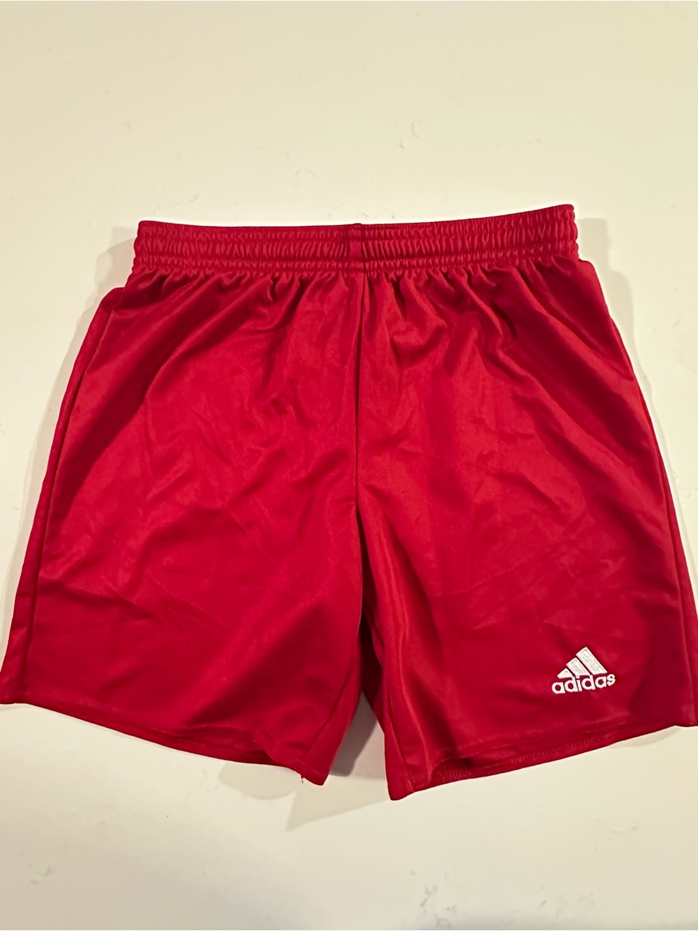 Adidas Boys Red White Basketball Aeroready Athletic Shorts Med